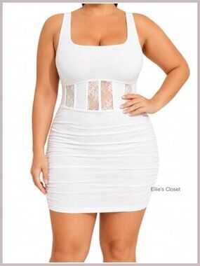 Plus Size Sleeveless Bodycon Dress Ruched Square Neck Club Party